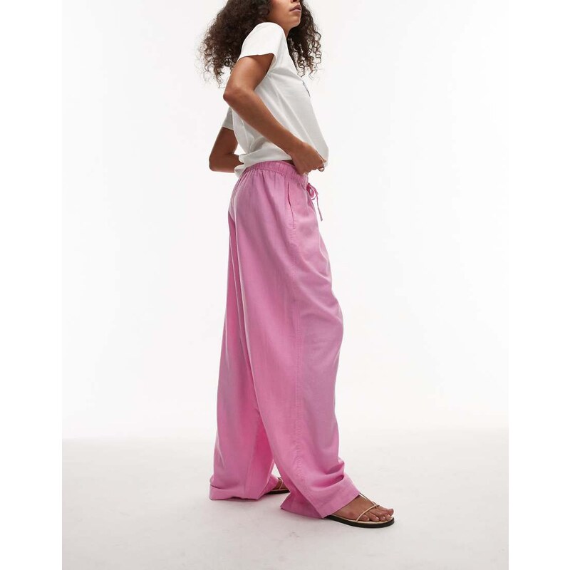 Topshop linen balloon trouser in pink 106554082