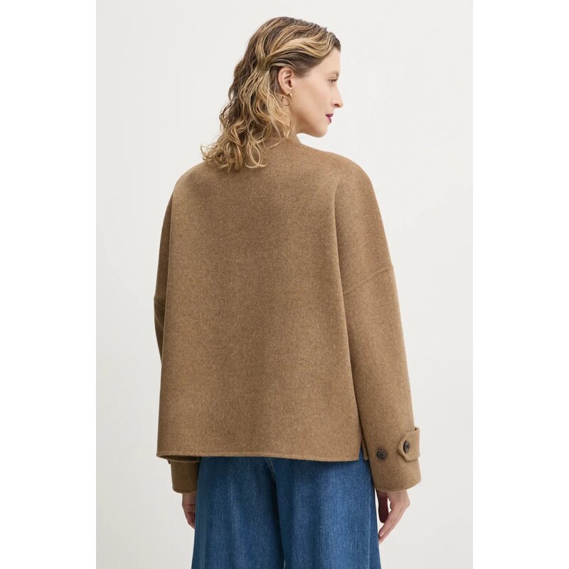 Vlněná bunda Sessun béžová barva, přechodná, oversize, 25212001