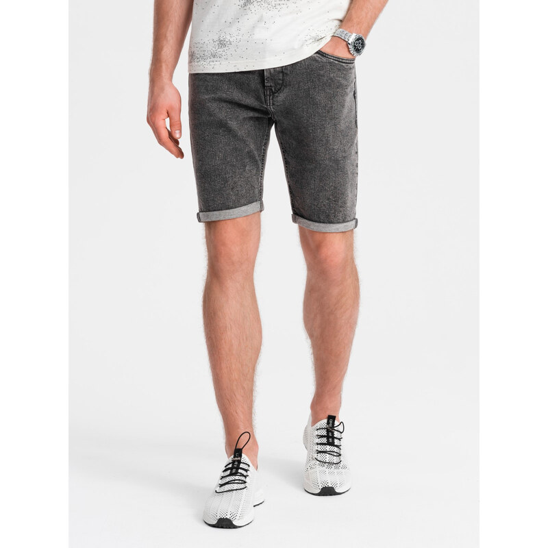 Ombre Mens denim shorts with rolled up legs - gray