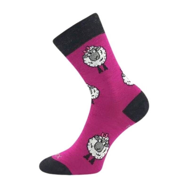 Dámské vlněné merino ponožky ovečka fuchsia Vlněnka Fuski Boma Voxx 86627333
