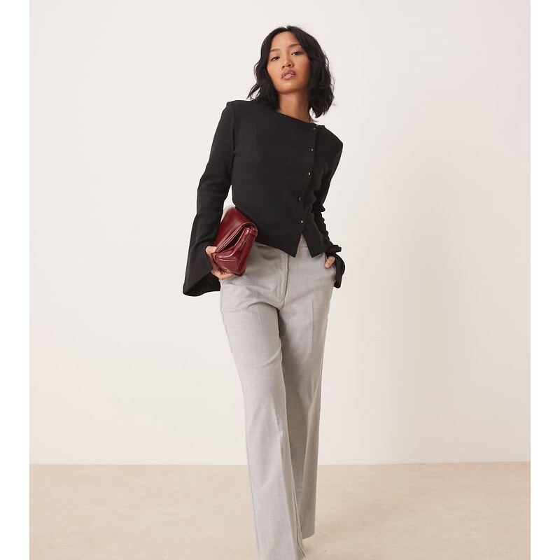 ASOS DESIGN Petite tailored slim straight trousers in light grey 104708200