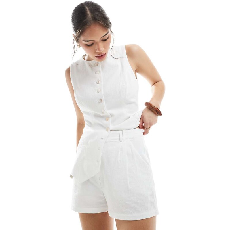 4th & Reckless linen look shorts co-ord in white 104708252