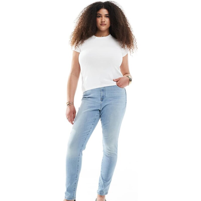 Vero Moda Curve Phia high rise skinny jeans in light blue wash 104708333