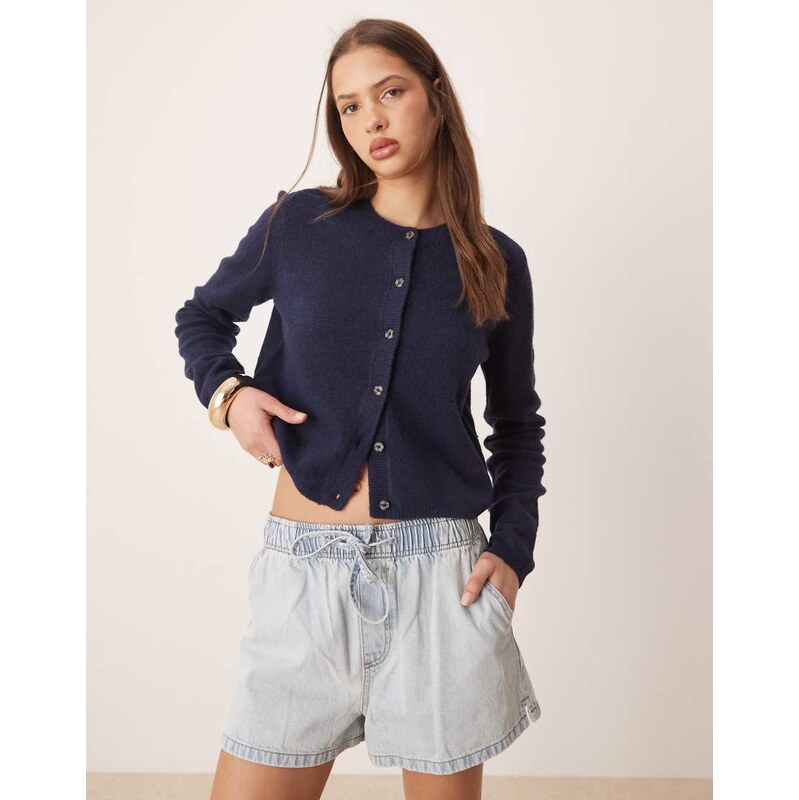 JDY crew neck cardigan with wool in navy 104713283