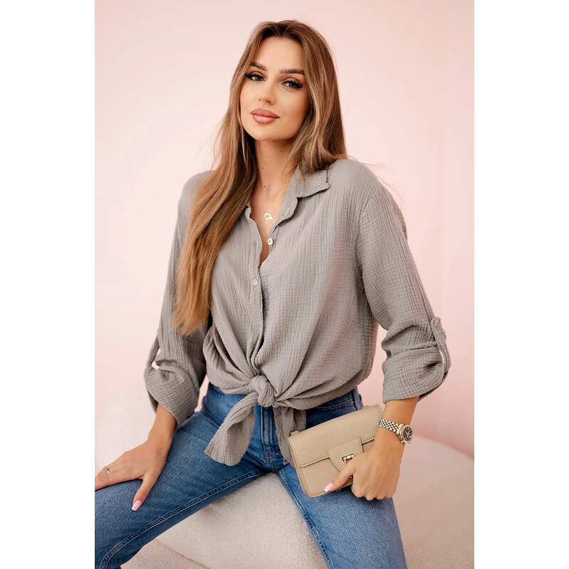 K-Fashion Bavlněná mušelínová košile oversize Fango