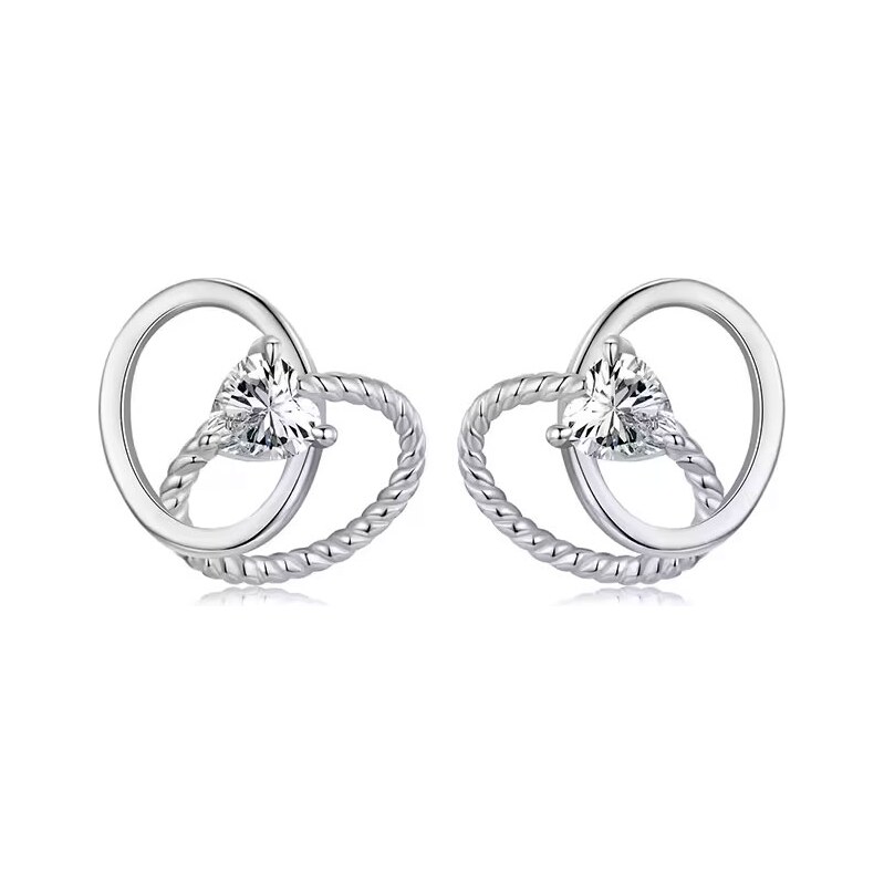 GRACE Silver Jewellery Stříbrné náušnice Propojená srdce - stříbro 925 104720576