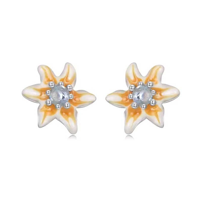 GRACE Silver Jewellery Stříbrné náušnice s květinovým motivem -