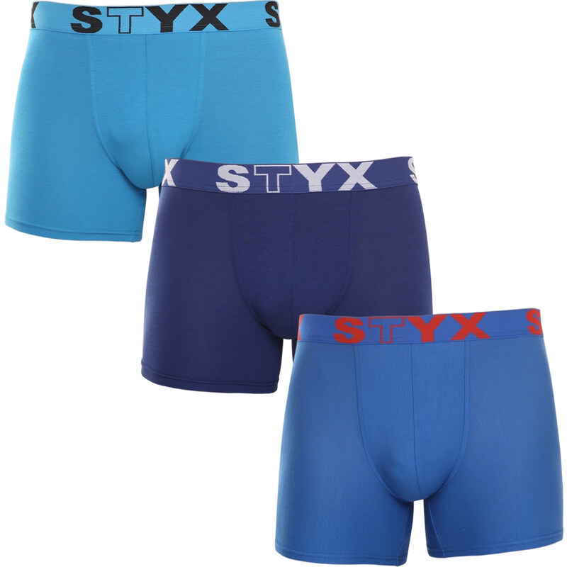 3PACK pánské boxerky Styx long sportovní guma modré (U9676869)