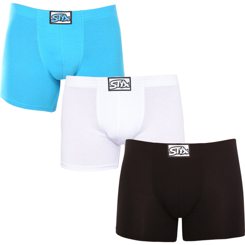 3PACK pánské boxerky Styx long klasická guma vícebarevné