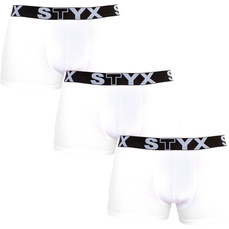 3PACK pánské boxerky Styx sportovní guma nadrozměr bílé