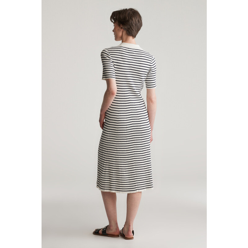 ŠATY GANT RIB KNIT STRIPED RUGGER SS DRESS EVENING BLUE