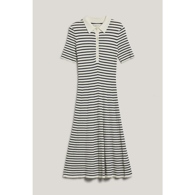 ŠATY GANT RIB KNIT STRIPED RUGGER SS DRESS EVENING BLUE