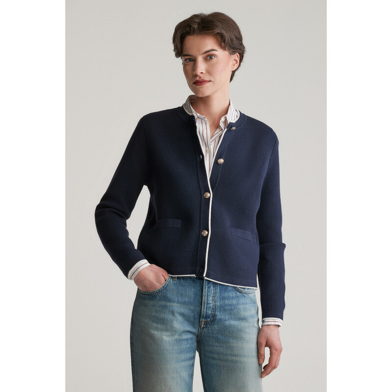 KARDIGAN GANT COTTON KNIT JACKET EVENING BLUE 104741883