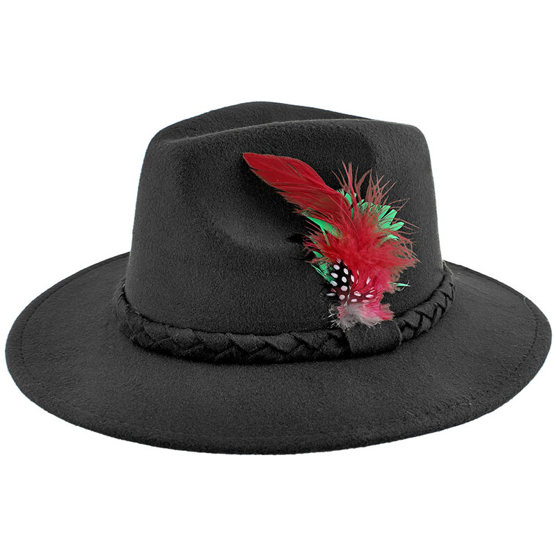 TifanTEX Klobouk s peříčky černý