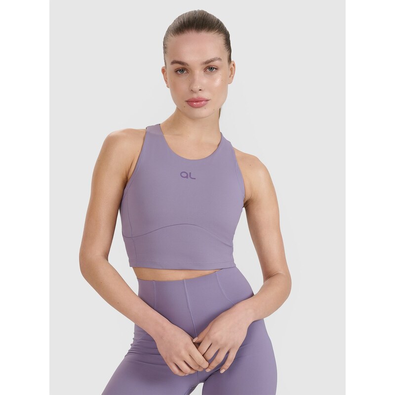 Sportovní crop top s výstřihem na zádech 4F x Anna Lewandowska - fialový