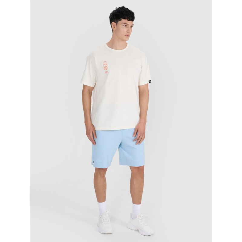 4F Pánské tričko oversize s potiskem - bílé