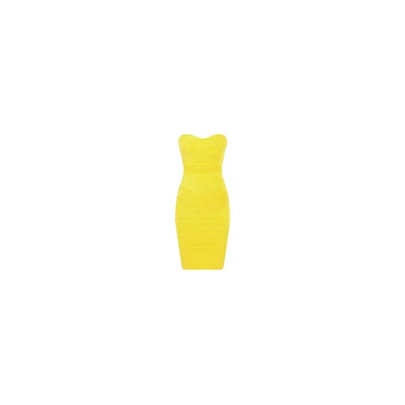 LightInTheBox Stylish Yellow Slim Strapless Sexy Bodycon Bandage Dress