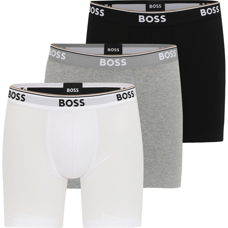 BOSS Boxerky šedý melír / černá / bílá