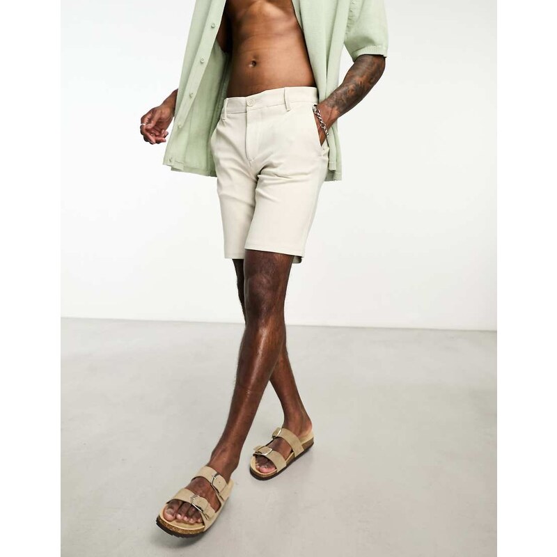 ONLY & SONS smart jersey short in beige-Neutral