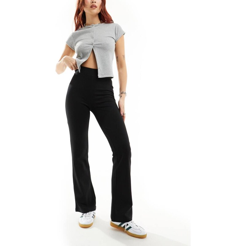 JDY high waisted flare trousers in black - BLACK