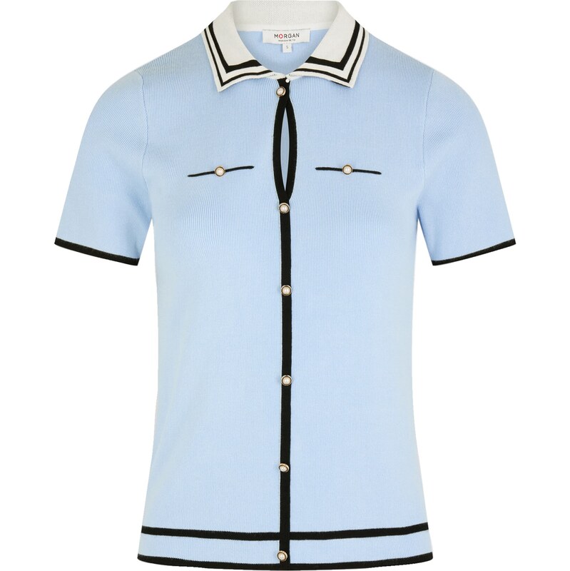 Morgan Svetr světlemodrá / černá / offwhite