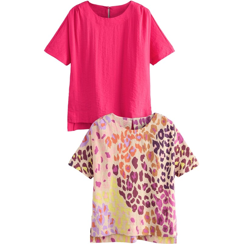 Next Tričko hnědá / pink / svítivě růžová