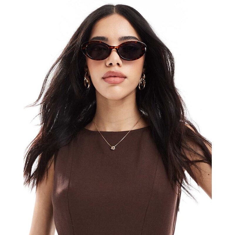 Pieces oval framed sunglasses with black tint lense in