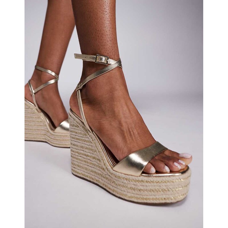 ASOS DESIGN Tamika espadrille wedges in gold