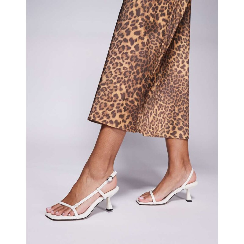 ASOS DESIGN Hattie minimal mid heeled sandals in off white 110579186