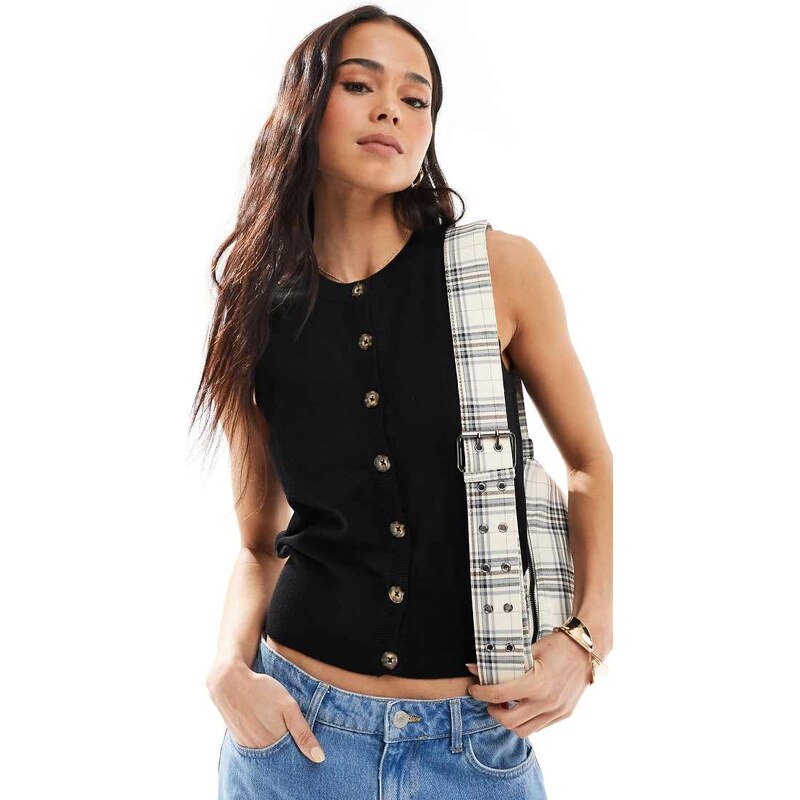 Brave Soul sleeveless knitted vest with contrast buttons in