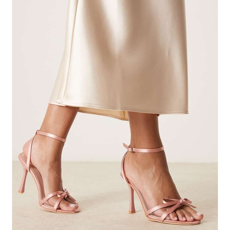 Be Mine wide fit Sharly heeled sandals with bow detail in satin