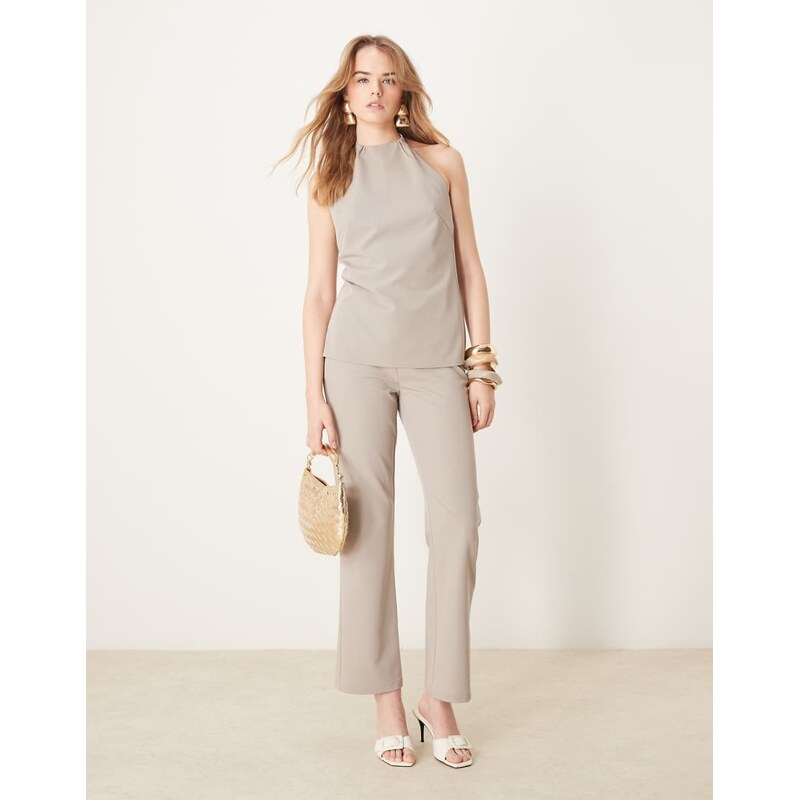 Pretty Lavish tailored slim leg trouser co-ord in stone-Neutral 104805018