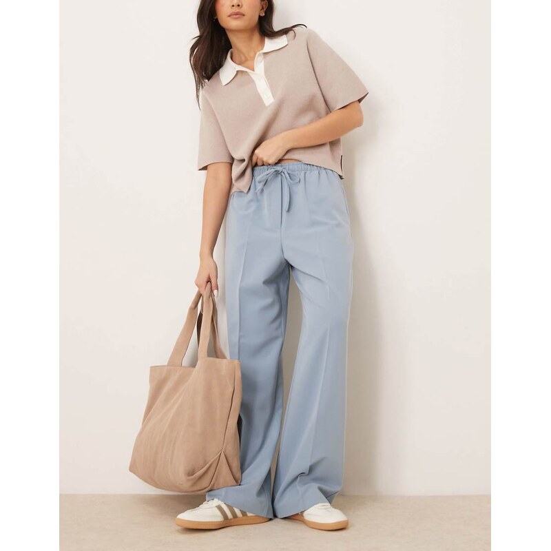ASOS DESIGN tailored pull on trousers in light blue 104663073