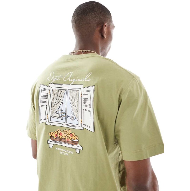 Jack & Jones oversized t-shirt with backprint window in green