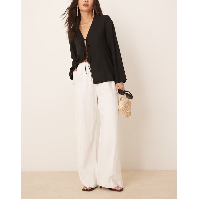 Nobodys Child Shona straight leg linen trousers in white