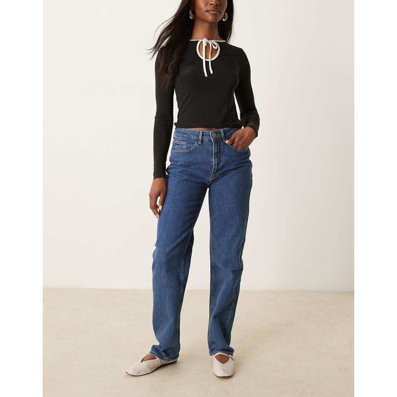 Vila Kelly high waist straight leg jeans in indigo blue 104805631