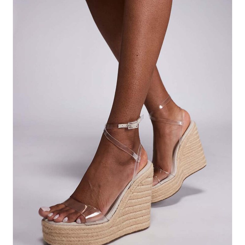 ASOS DESIGN Wide Fit Tamika espadrille wedges in clear