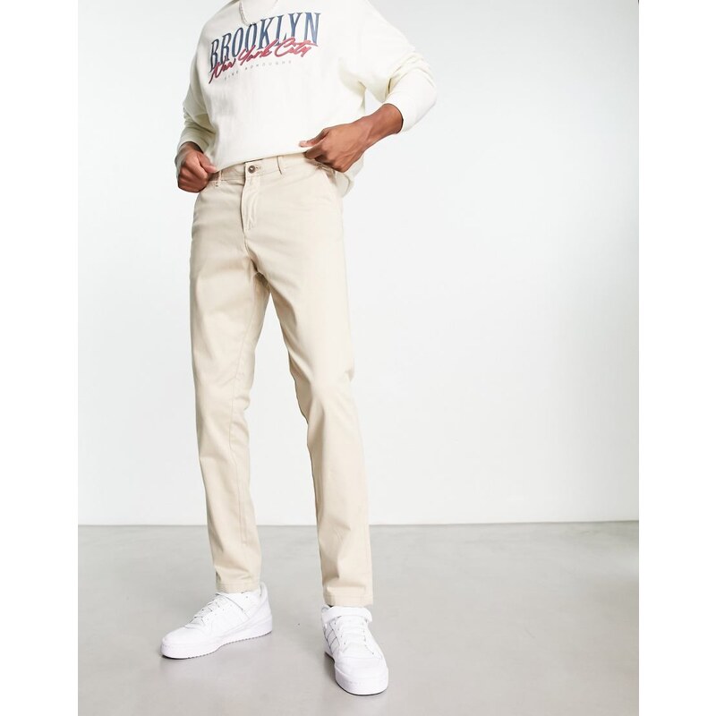 Jack & Jones Intelligence slim fit chino trousers in beige