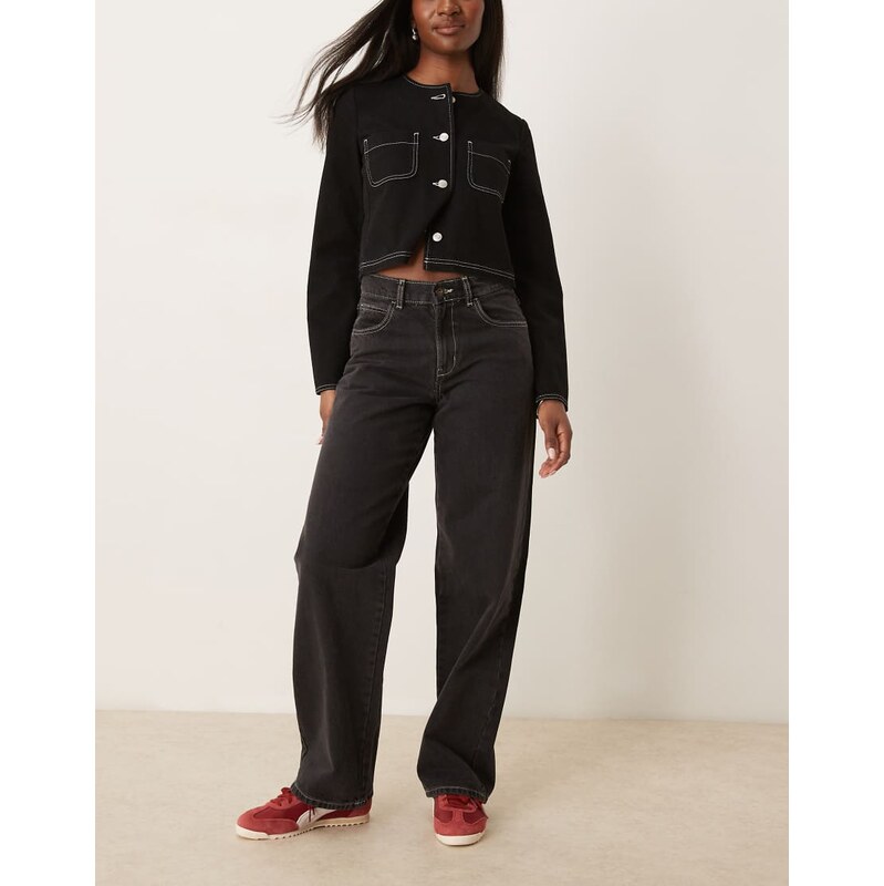 Dickies herndon loose fit denim jeans in washed black