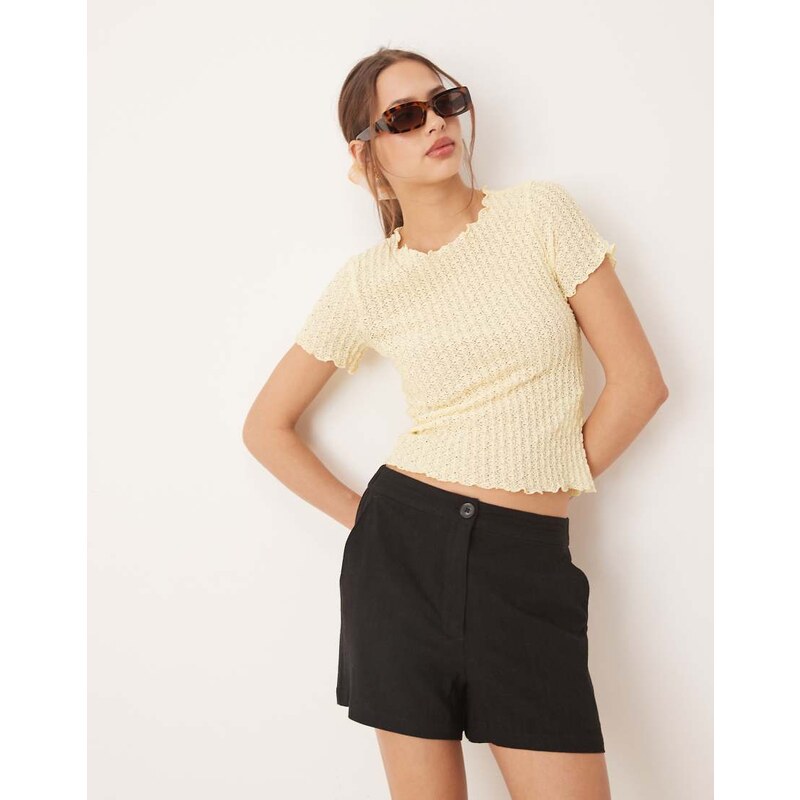 AWARE textured baby t-shirt in pale yellow