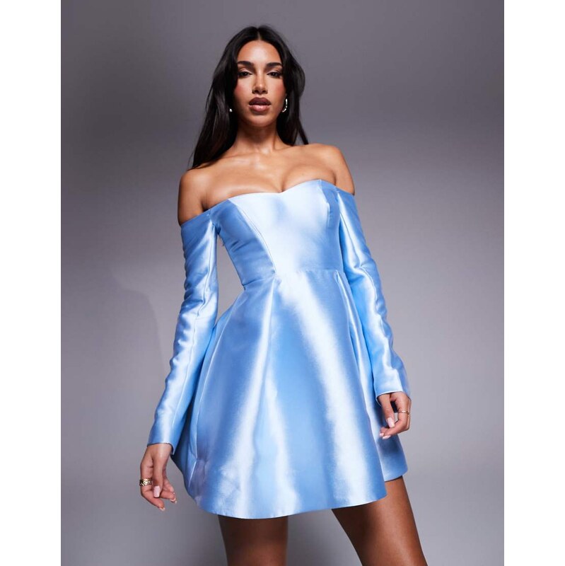 Forever New structured mini dress in muted blue 109605209