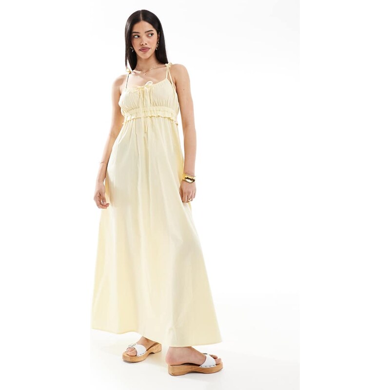 Esmee Exclusive maxi beach dress with tie straps and bow detail