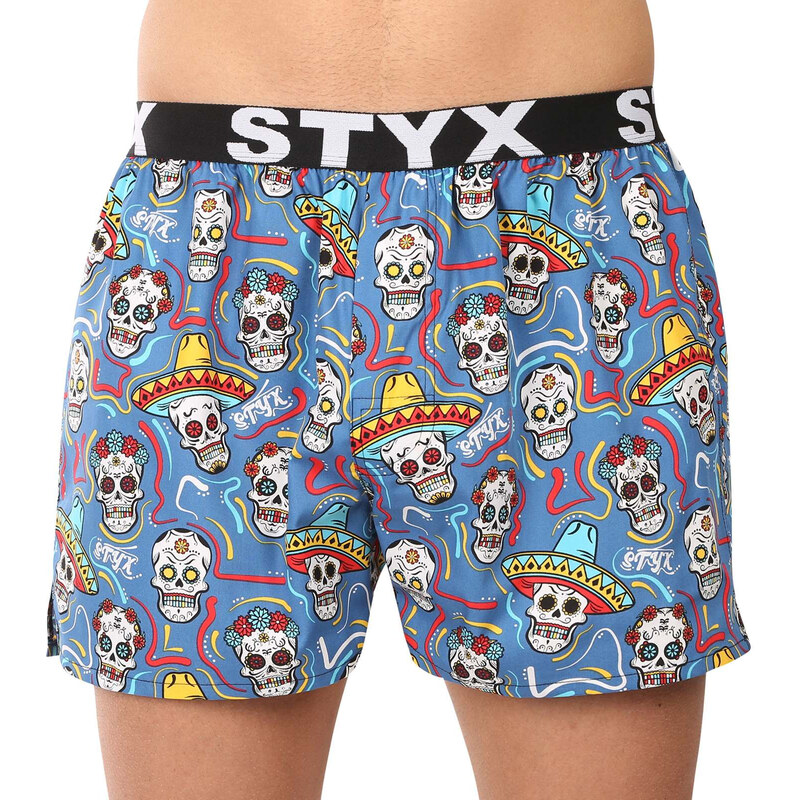Pánské trenky Styx art sportovní guma lebky (B1856)