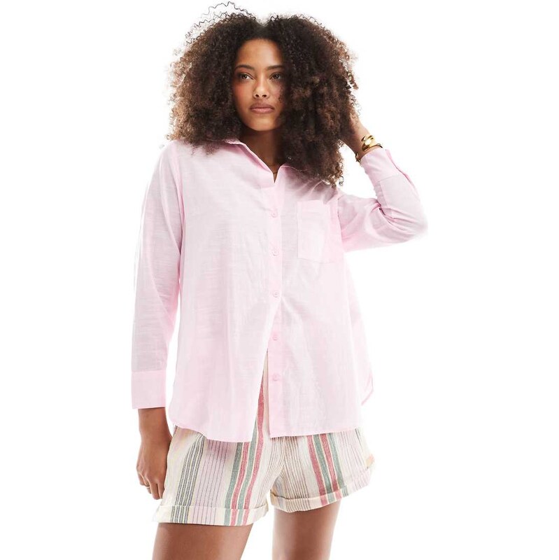 ONLY loose fit textured shirt in pink