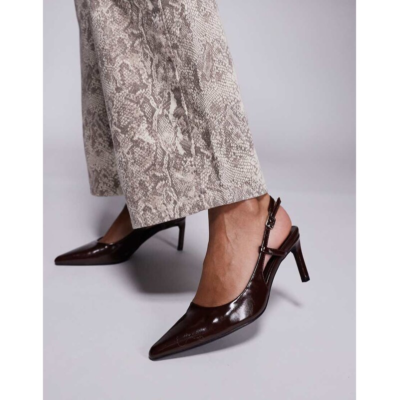 Public Desire Salsa sling back kitten heels in brown