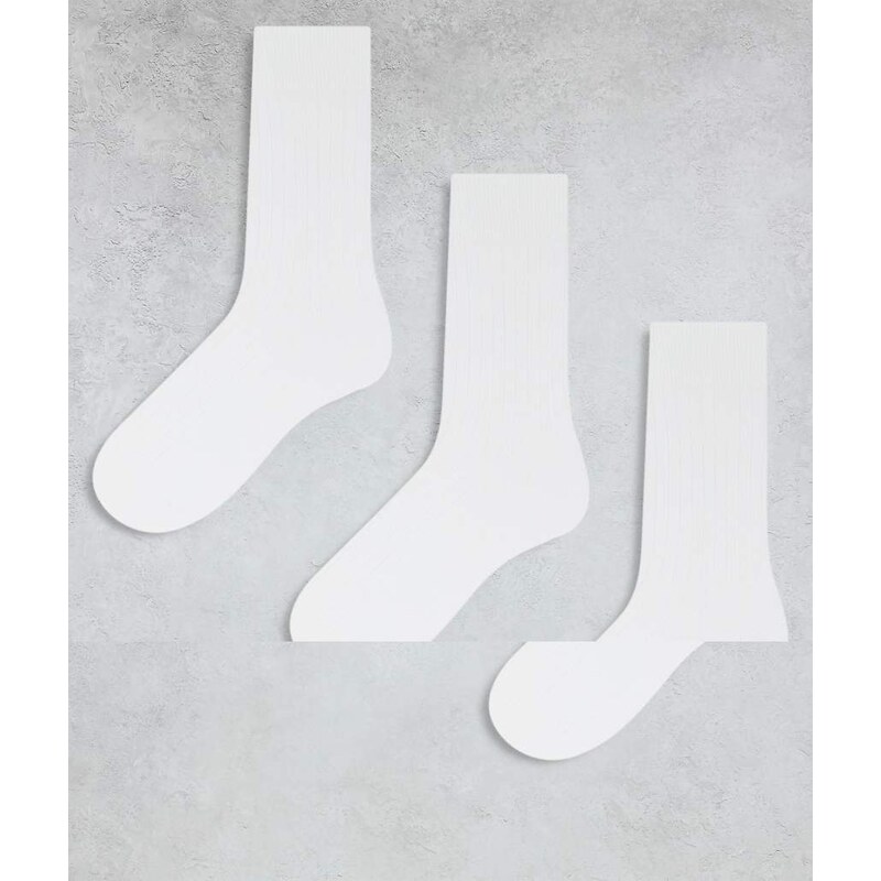 Weekday Selma 3-pack rib socks in white