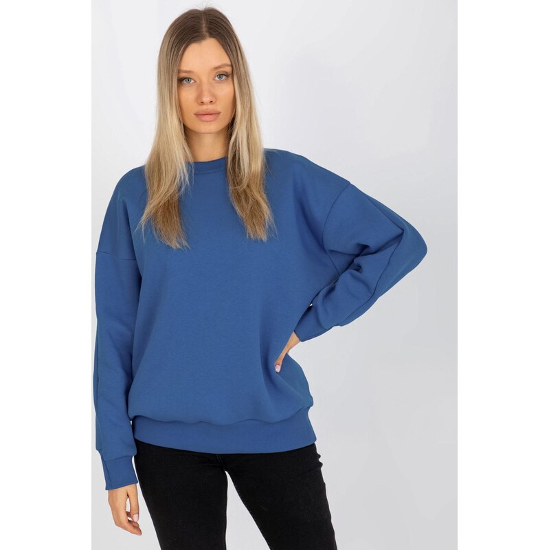 MladaModa Oversize mikina bez kapuce model 36080 královská modrá