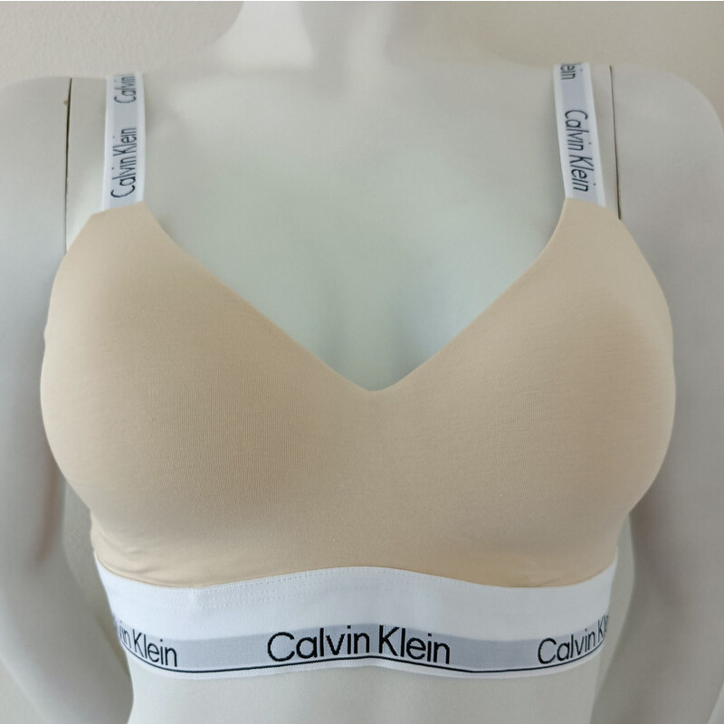Dámská podprsenka QF7030E ACK světle béžová - Calvin Klein 104879378