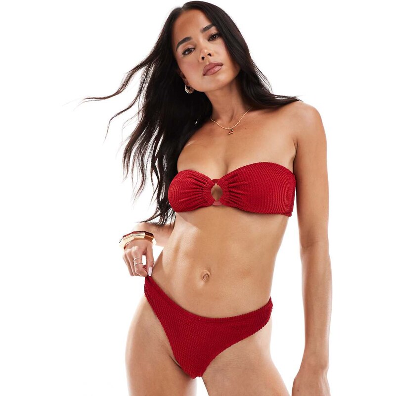 Brave Soul bandeau bikini top in red 104879976
