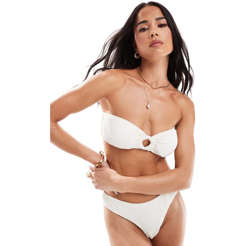 Brave Soul bandeau bikini top in white 104887794